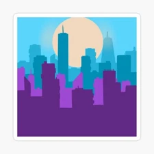 New York City Skyline Big City View Vinyl Sticker 3"x3" Matte Handmade Durable