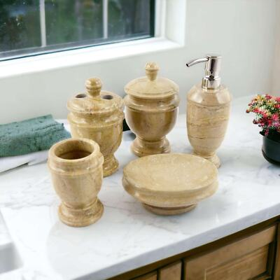 #ad #ad 5 Piece Bathroom Set Beige Marble $208.95