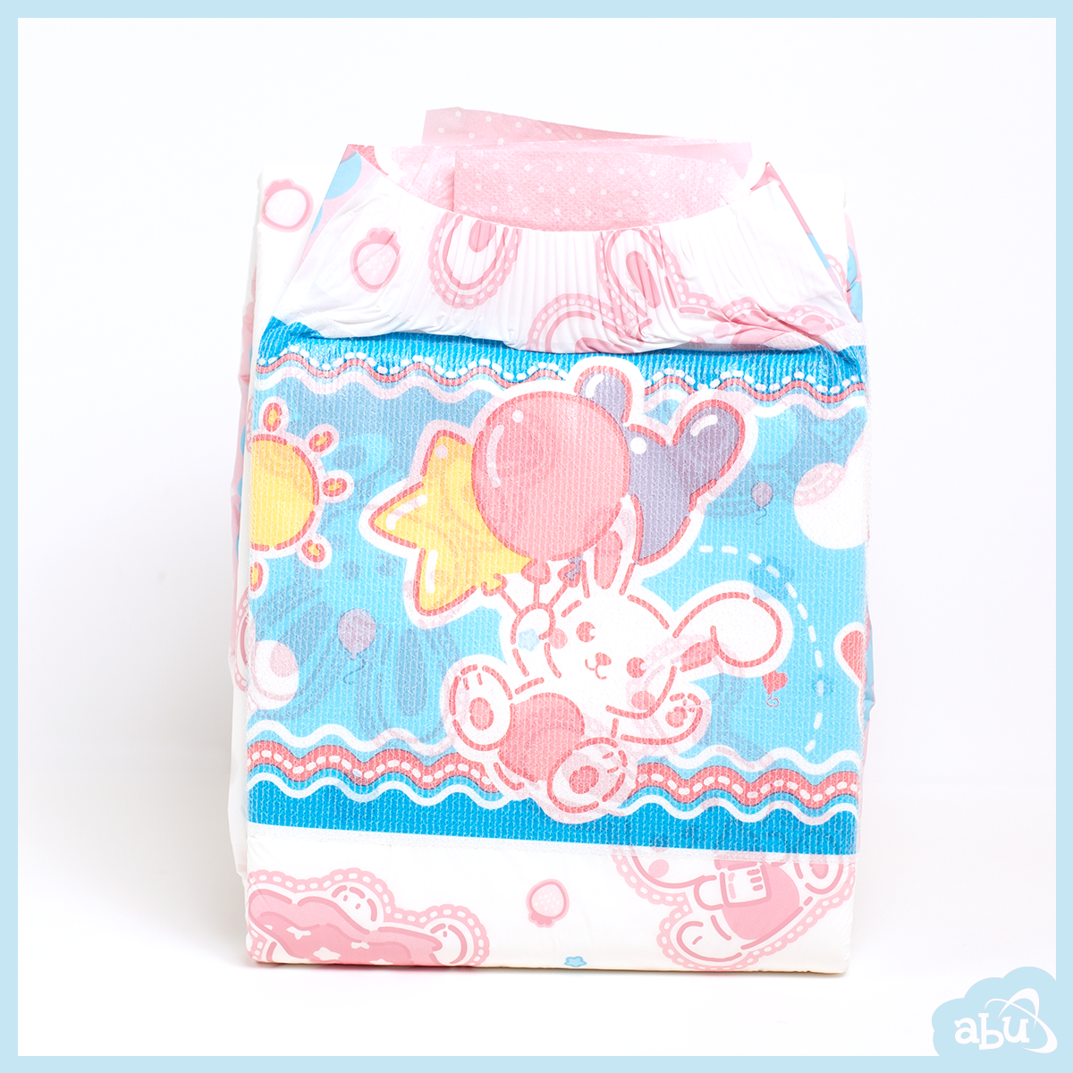ABU BunnyHopps Pannolini 4 Nastri – Confezione 10 Pezzi Taglia M, 5500ml, Design Coniglietti, Retro Plastica, Per Adulti (ABUniverse)