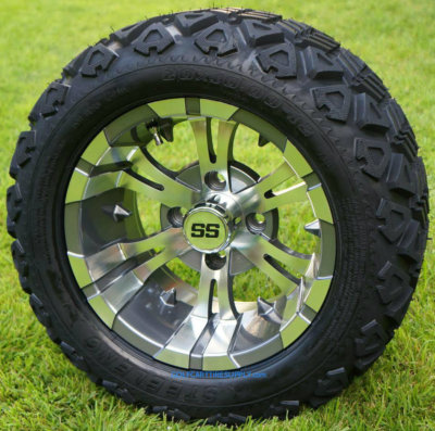 12'' VAMPIRE GUNMETAL ALUM WHEEL AND 20X10-12'' DOT ALL TERRAIN TIRES COMBO-SET 4
