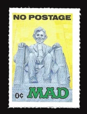 Lincoln Memorial with by Alfred E. Neuman Faux Poster Stamp - 0¢ Postage