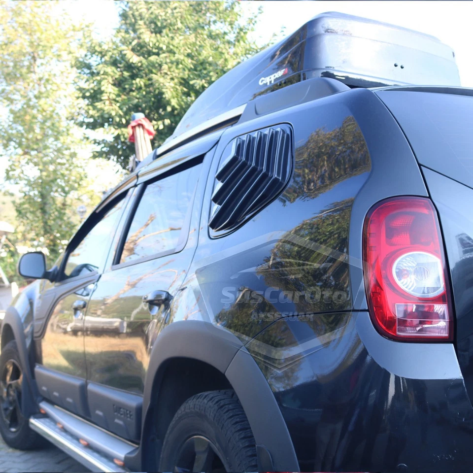 Viseiras de ventilação de ar preto brilhante para Renault Dacia Duster 2010-2017 janela lateral – par - Imagem 3 de 4