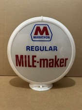 Vintage Marathon Mile Maker Regular Gas Pump Globe Glass Lens Oil