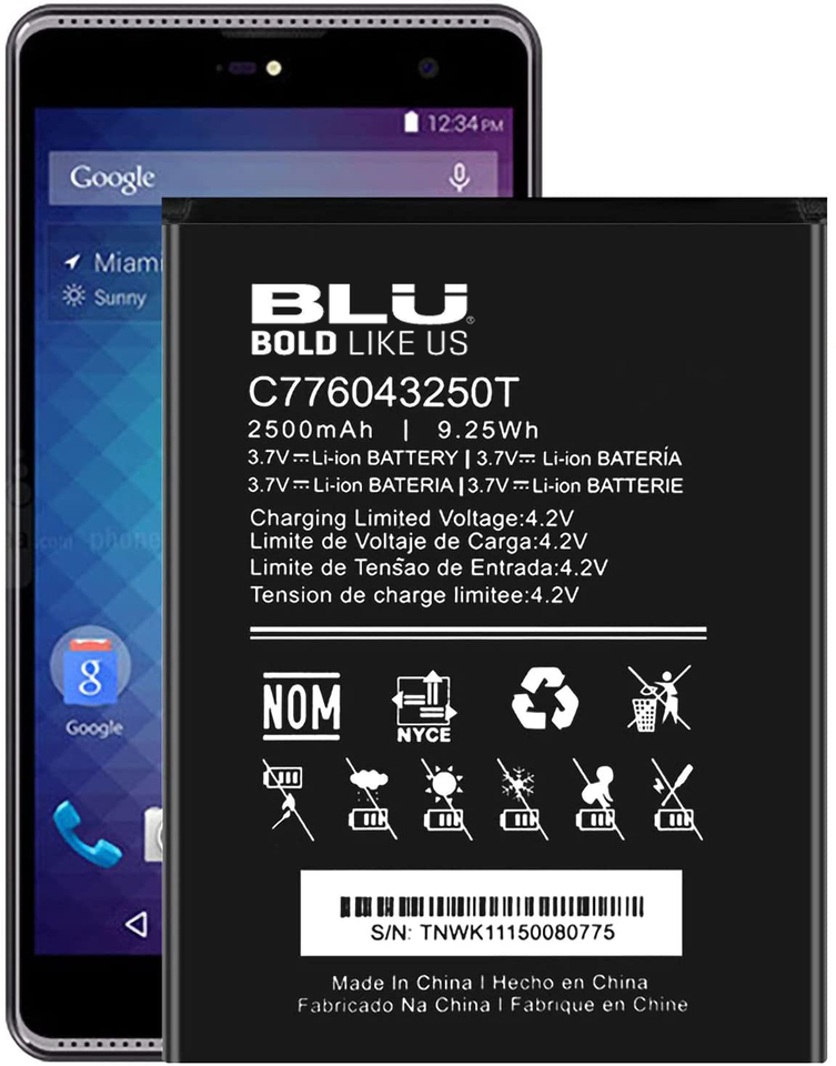 Blu R2 Battery BLU OEM Battery C776043250T 2500mAh for BLU Dash X LTE D0010uu ...
