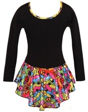 Black "Peace  Stars" Ice Skating Dress with "Peace  Stars" rhinestone applique