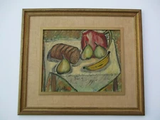 MODERNIST PAINTING ANTIQUE VINTAGE 1940'S STILL LIFE EXPRESSIONIST SIGNED HIRSCH