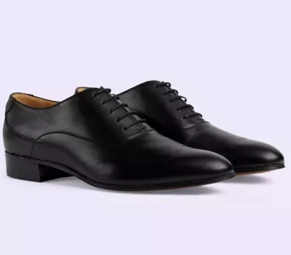 Logo homme GUCCI cuir noir Oxford GG emboîté UK 11,5, US 12