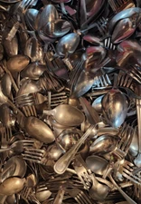 lot 50 SILVER stainless steel mix art craft jewelry silverware fork spoon heads