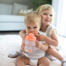 Dr. Brown's Milestones Baby's First Straw Sippy Cup 6m Coral 9oz BPA Free