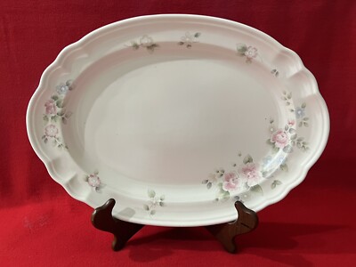 Pfaltzgraff Tea Rose Stoneware Oval Serving Platter Made In