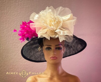 Elegant Kentucky Derby Hat Fascinator KY Oaks Champagne Cream Floral Tea Hat Elegant Woman Wedding Fascinator Hat Beige, Camel Derby  main image 4