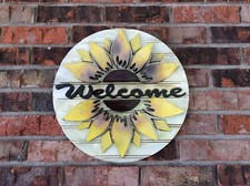 Wooden Sunflower Welcome Sign Decoration Hand crafted