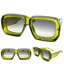 Exaggerated Classic Vintage 70's Retro Style SUN GLASSES Thick Olive Green Frame
