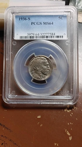 1936 S Buffalo Nickel PCGS MS64                                             5127
