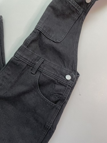 OLD NAVY Kid's Overalls Denim Black Cotton Unisex Boy's Girl's Large 10/12 - Picture 12 of 13