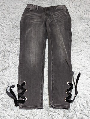 Kensie Jeans Skinny Womens Size 4/27 Velvet Tie Off Cuffs Black