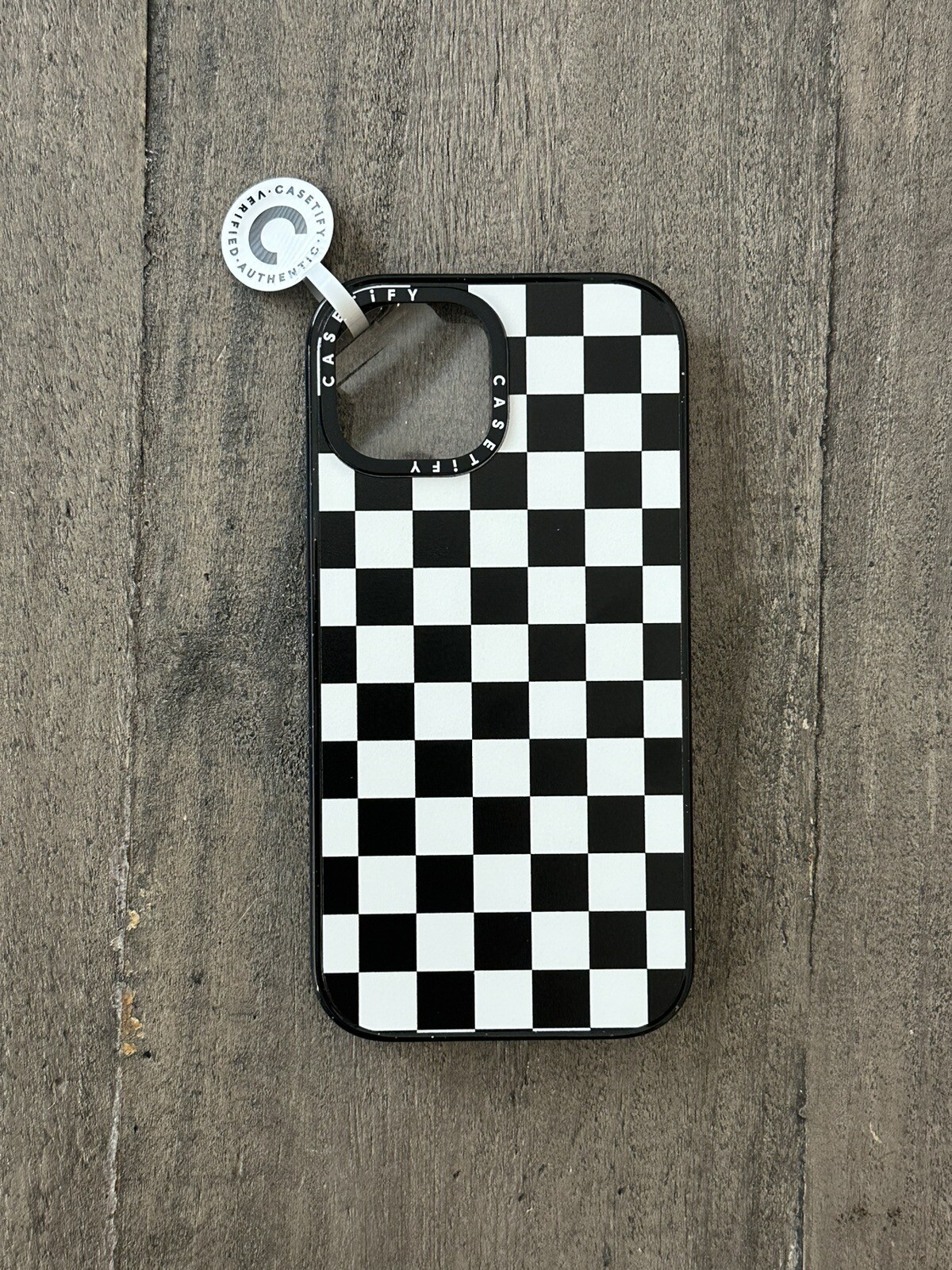 Casetify iPhone 15 Impact Case Black White Checkerboard Design