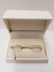Authentic Maxine Stackable Simulated Diamond 18k Gold Plated Sterling Silver Rings SZ 5.5