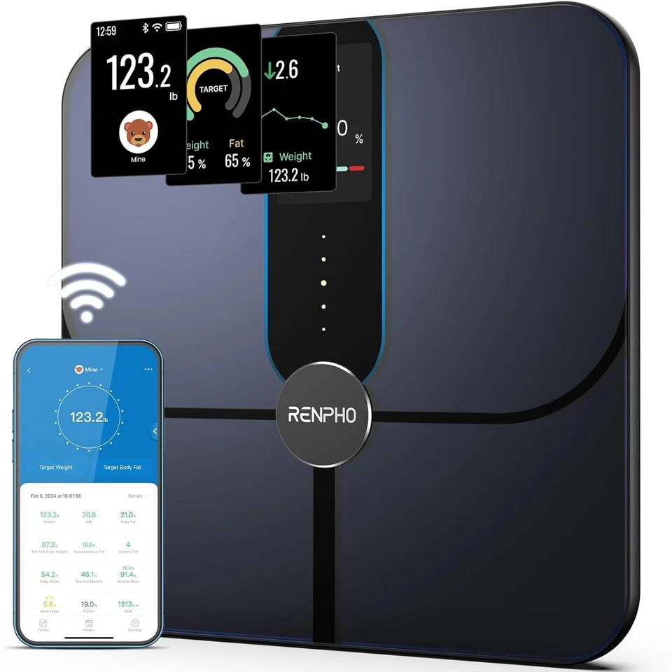 RENPHO Smart Scale, Body Fat Scale with TFT LCD Bathroom Scale for Body Weight - Image 2 of 4