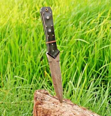 HANDMADE DAMASCUS STEEL DOUBLE EDGE BLADE DAGGER BOOT KNIFE HUNTING SURVIVAL1472