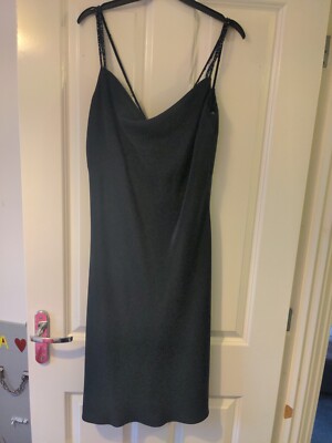 Jasper Conran Beaded Cross Strap Black Dress Size 12 Christmas/New Year Dress