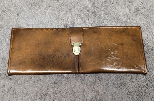 Vintage Amity Tie Holder Travel Case - Faux Brown Leather