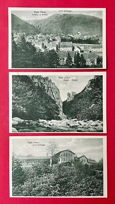 3 x Postcard Thale in the Harz around 1925 City View with Hotel Rosstrappe, Bodetal (149593