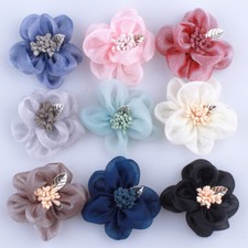 50PCS 4.5CM New Chic Silk Fabric Flowers For Women