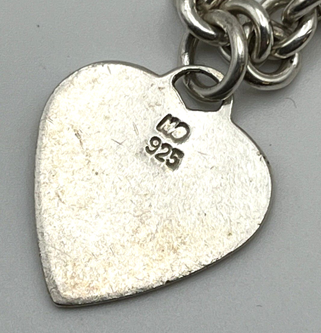 Solid Sterling Silver 950 HEART CHARM CHAIN 7.25 … - image 5