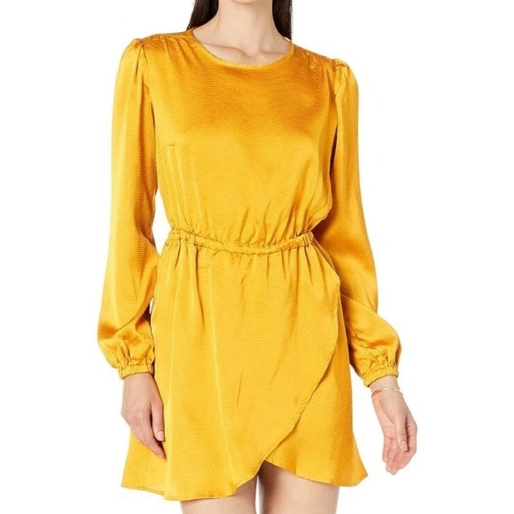 Abito da donna Michael Kors maniche lunghe raso flounce calendula taglia small nuovo con etichette