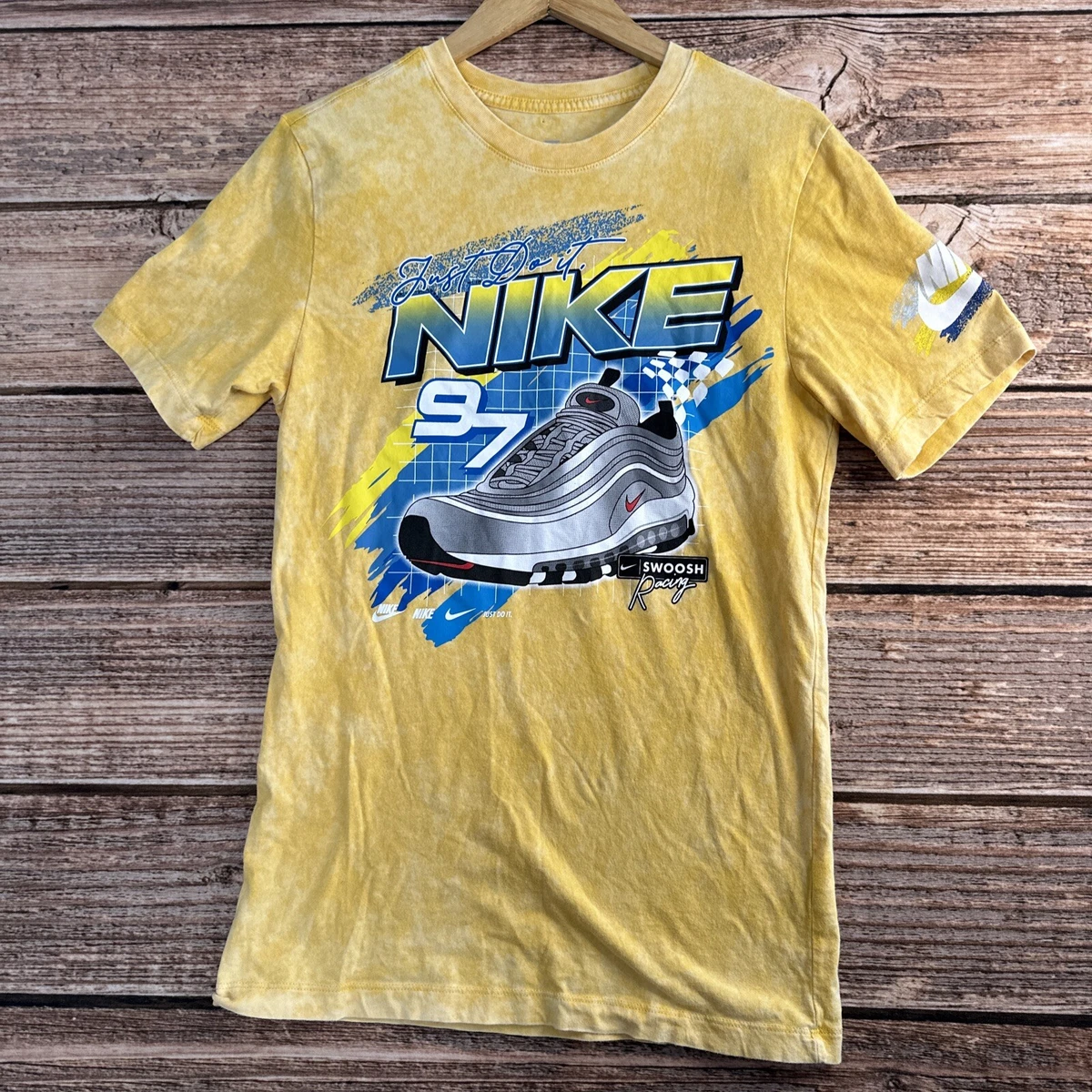 Nike Sportswear Air Max 97 Shirt Men s Small Racing Graphic Yellow