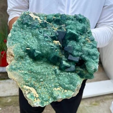 11.8lb NATURAL Green Cube FLUORITE Quartz Crystal Cluster Mineral Specimen