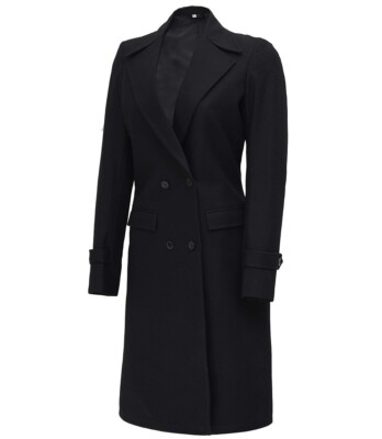 Zweireihiger schwarzer Wollmantel Damen S