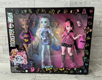 Mattel Monster High Day Out Fashion Doll Pack Set Draculaura Frankie  Clawdeen
