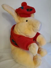 Farm Aide Pig Plush Younkers Yoinki 14" Red Green Christmas Hat Sweater 1987