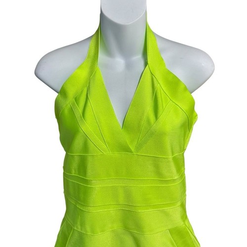 Fashion Nova Dress Womens Large Neon Green Crowded Rooms Bandage Bodycon Halter - Picture 5 of 16