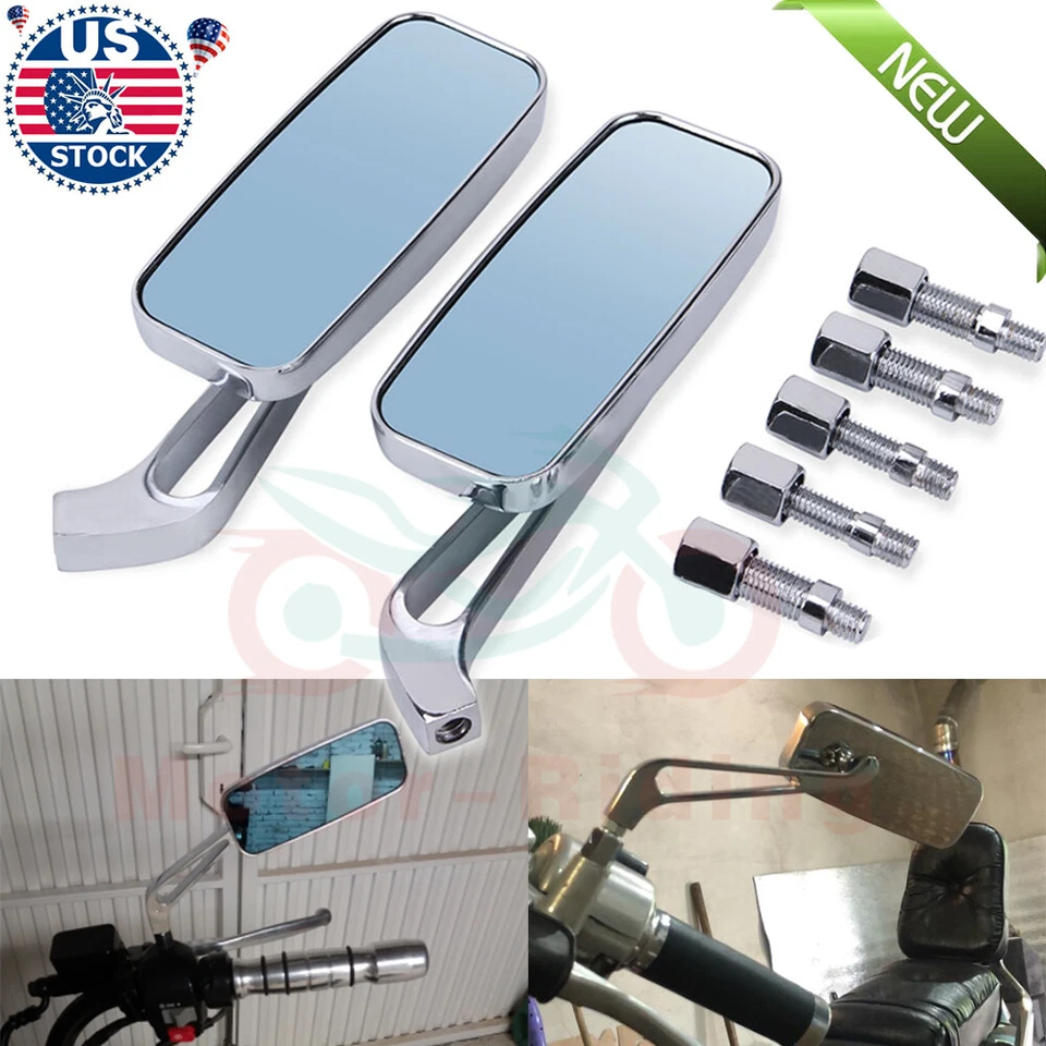 Espejos retrovisores laterales cromados para motocicleta Honda Kawasaki Suzuki Yamaha Harley Foto 2 de 4