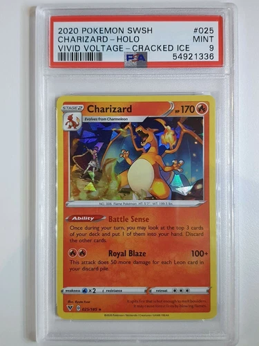 2020 Pokemon Charizard 025/185 CRACKED ICE HOLO Vivid Voltage - PSA 9