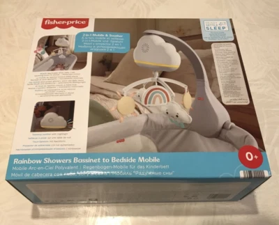 Fisher-Price Baby Toy Rainbow Showers Bassinet Mobile to Bedside Sound Machine - Photo 1/3