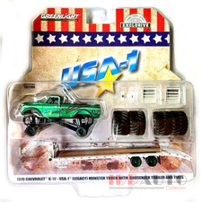 Greenlight Chevrolet K-10 Monster Bigfoot Usa-1 With Trailer 1970 1:64 30101