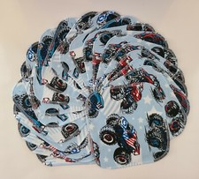 Cloth Wipes 20 Baby Flannel 8"x8" Boy Girl Monster Trucks Red White Blue Black