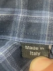 Hart Schaffner & Marx Men's Blue Plaid Cotton Casual Shirt L Large Made in Italy