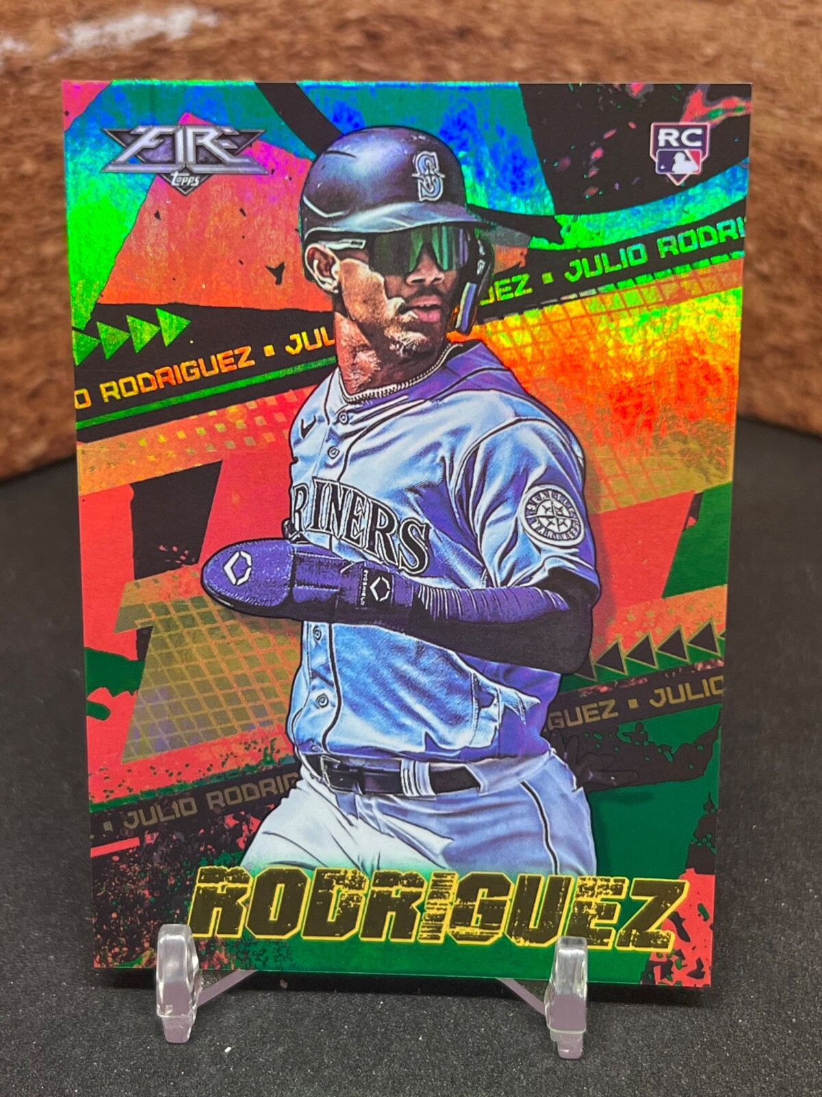 2022 Topps Fire - Julio Rodriguez #107 Green /199 (RC)