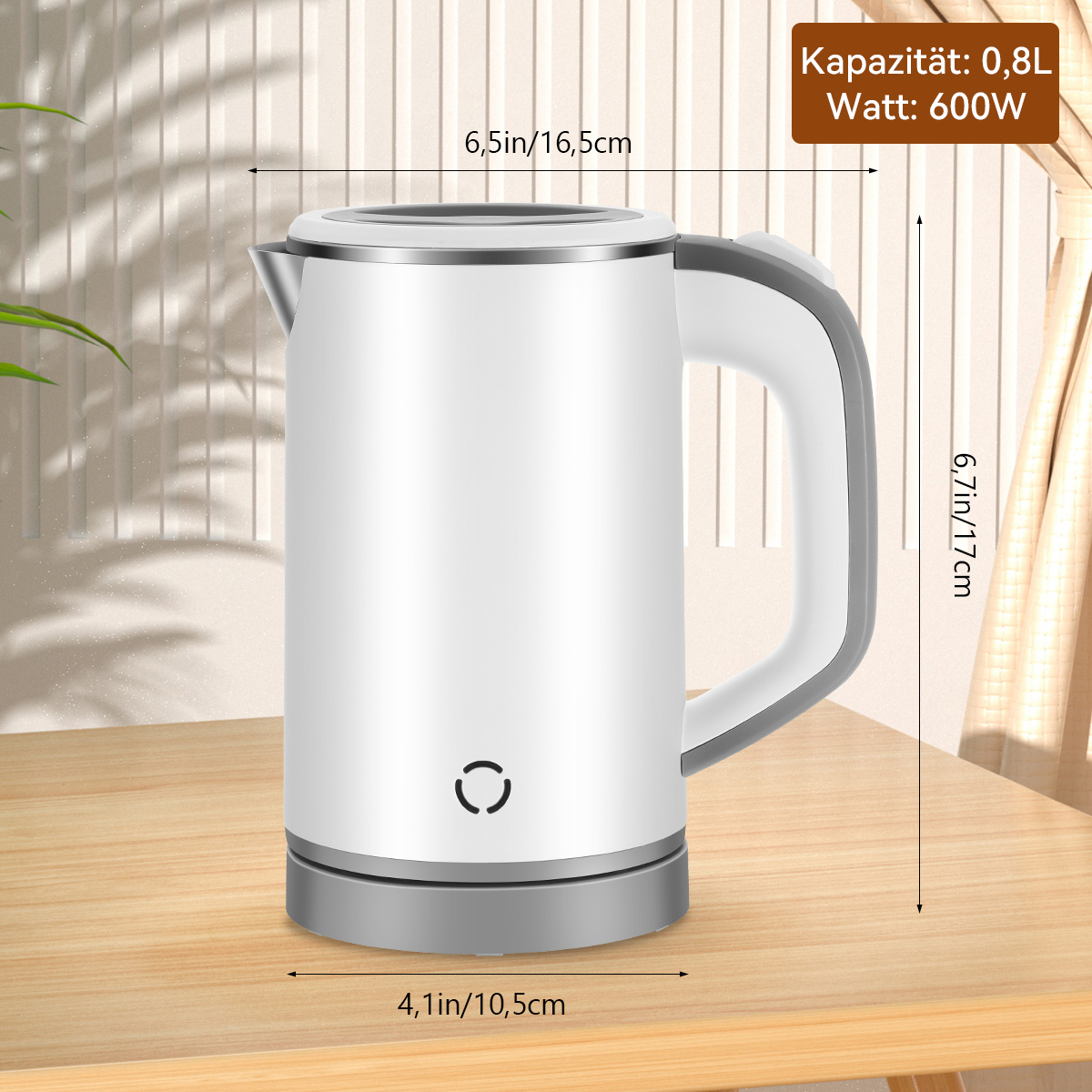 Mini Wasserkocher 800ml Reise Edition - 600W Schnellkocher Mit Edelstahl Innenbehälter