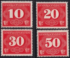 Briefmarken Deutschland, Generalgouv., 1940, Zustellungsm. Z1- Z4, PF+F