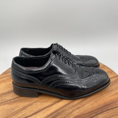 FLORSHEIM Lexington Oxfords Mens Size 11 EEE Black Wingtip Oxford Brogue Shoes