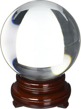 Crystal Ball 6" 150mm Clear Quartz Sphere With Wooden Stand Home Decor