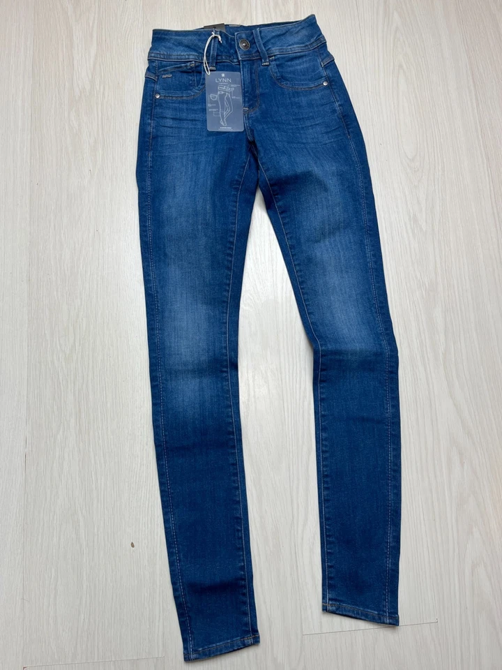 Jean G-Star Raw Lynn Mid Skinny Bleu FR34 W24 L32 Neuf Avec Étiquettes - Photo 1/4