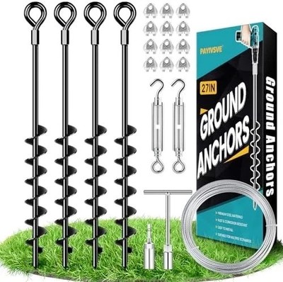 27'' Ground Anchors Heavy Duty Shed Anchors Kit, Mobile Home Anchor with 3/16'' Ga