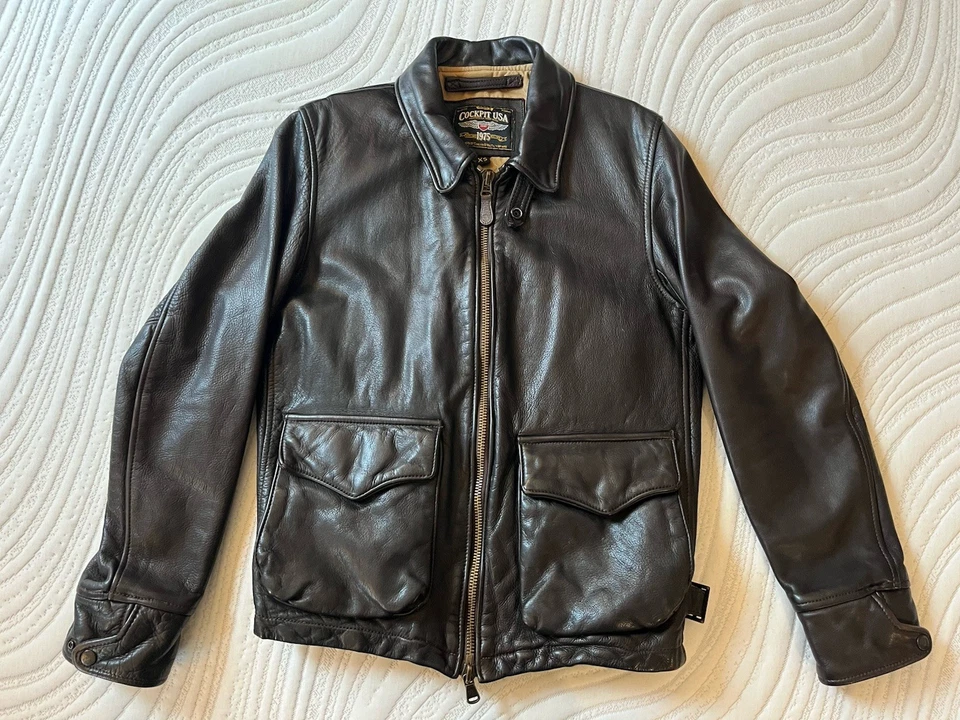 Cockpit USA 40th anniversary limited edition Leather tanker jacket, Black XS - Image 2 of 4
